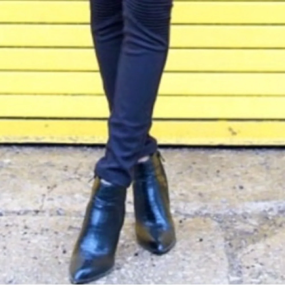 BAR III Black Faux Snake Pointed Toe Ankle Boots